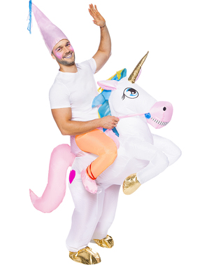 Disfraz a hombros de unicornio hinchable para adulto