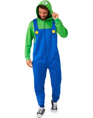 Super Mario Brothers Luigi Kigurumi Adult Character Onesie Costume