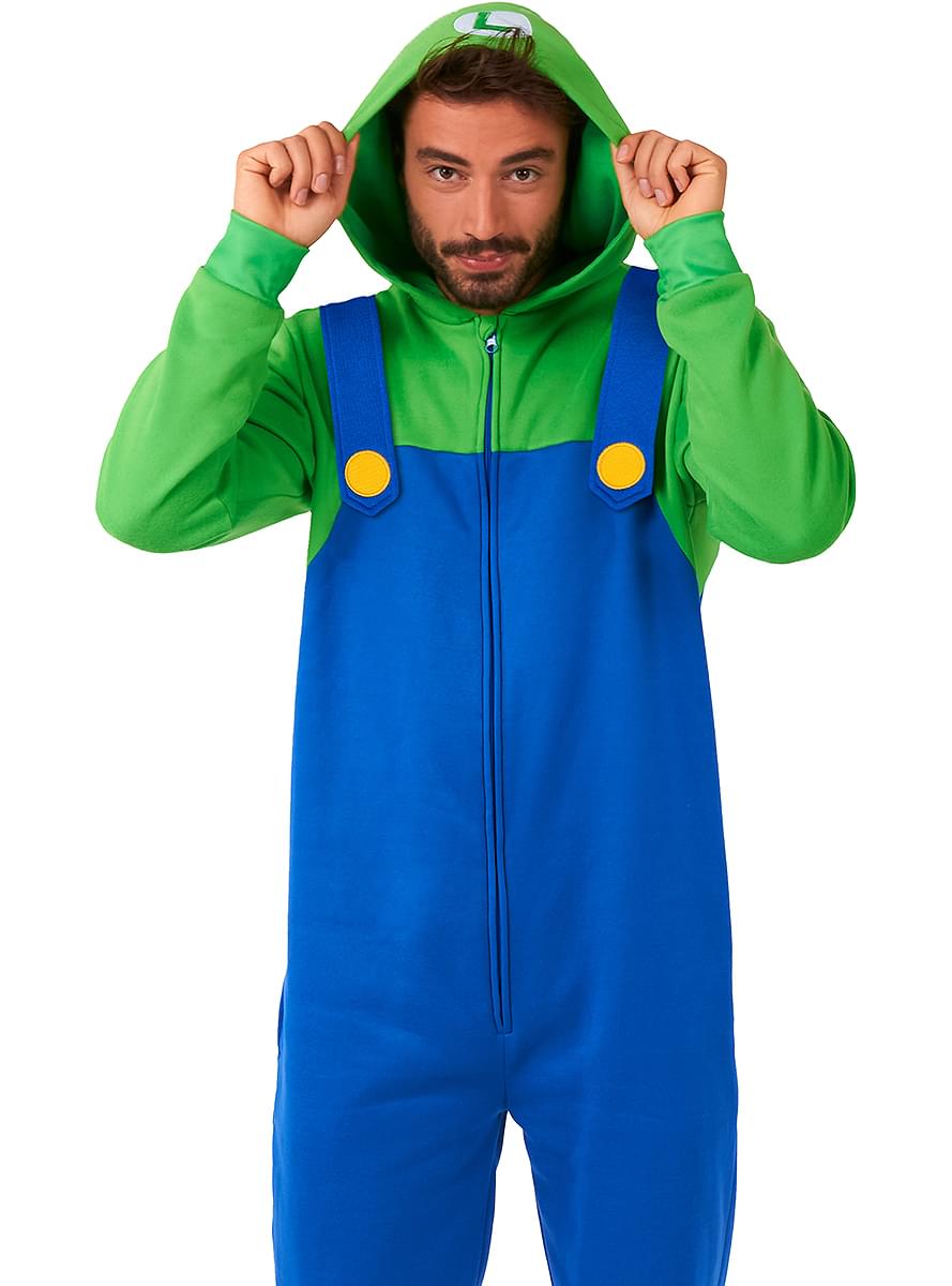 Luigi Onesie Costume for Adults - Super Mario Bros