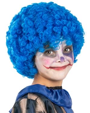 Синя клоунска перука за деца