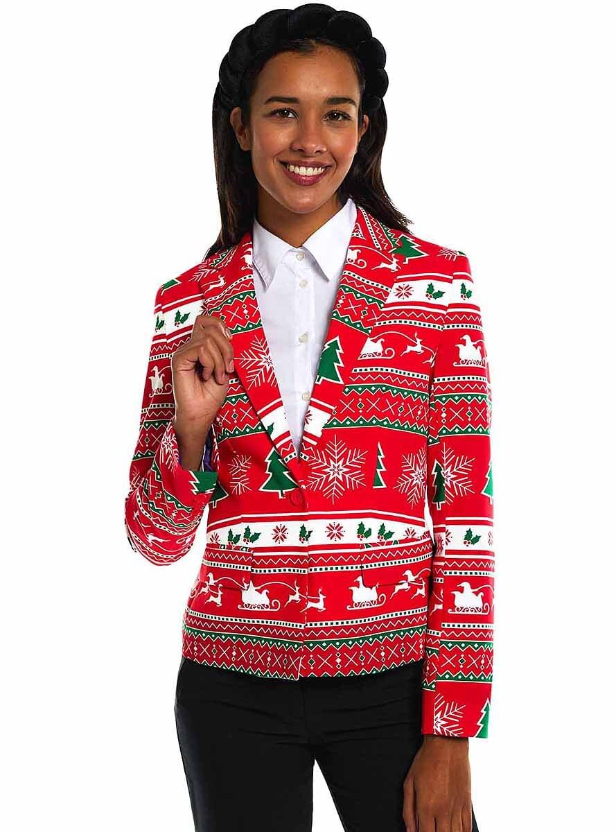 Red Christmas Blazer for Women - OppoSuits