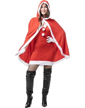Kerstvrouw kostuum met cape voor vrouwen