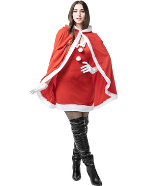 Mrs Claus Costume with Cape for Women