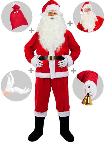 Deluxe Santa Claus costume for men with accessories | Funidelia