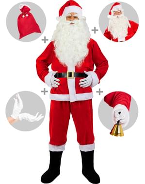 Weihnachtsmann Kostüm Deluxe mit Accessoires für Herren in großer Größe