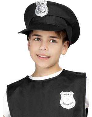 Costume Da Poliziotto Per Bambini Con Gilet Nero, Cappello E Distintivo, Travestimento Per Carnevale E Feste
