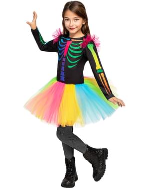 Farverigt skelet kostume til piger