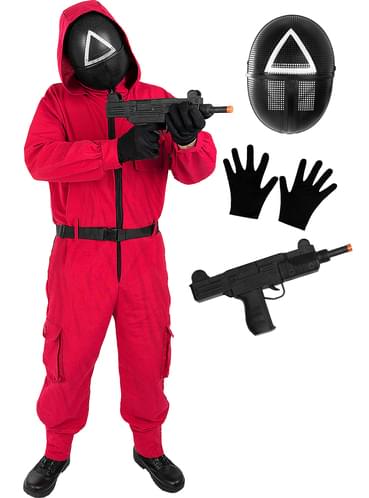 Amscan - Unisex Volwassenen Officieel gelicenseerd Squid Game Front Man Deluxe Fancy Dress Kostuum Maat: XS-XL, Zwart, M