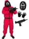 Offizielles Squid Game Kostüm mit Dreieck Maske und Waffe