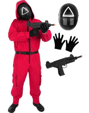 Squid Game Costume with Official Triangle Mask and Weapon