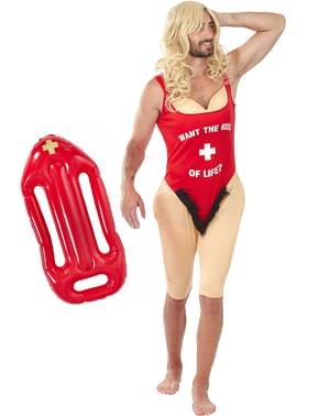 Rettungsschwimmer Kostüm für Herren mit aufblasbarer Rettungsweste