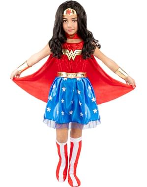 DC Comics Costume a Manica Lunga Bambina Wonder Woman con Tiarae Mantello,  Rosso 3 Anni : : Giochi e giocattoli