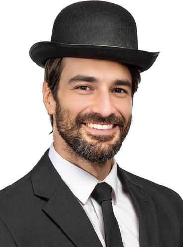 Chapeau melon plastique pailleté noir adulte