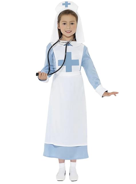 Costume da infermiera di guerra per bambina. Consegna express