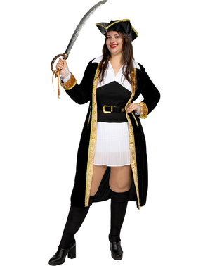 Deluxe plus size kostým pirát pro ženy - Koloniální Kolekce