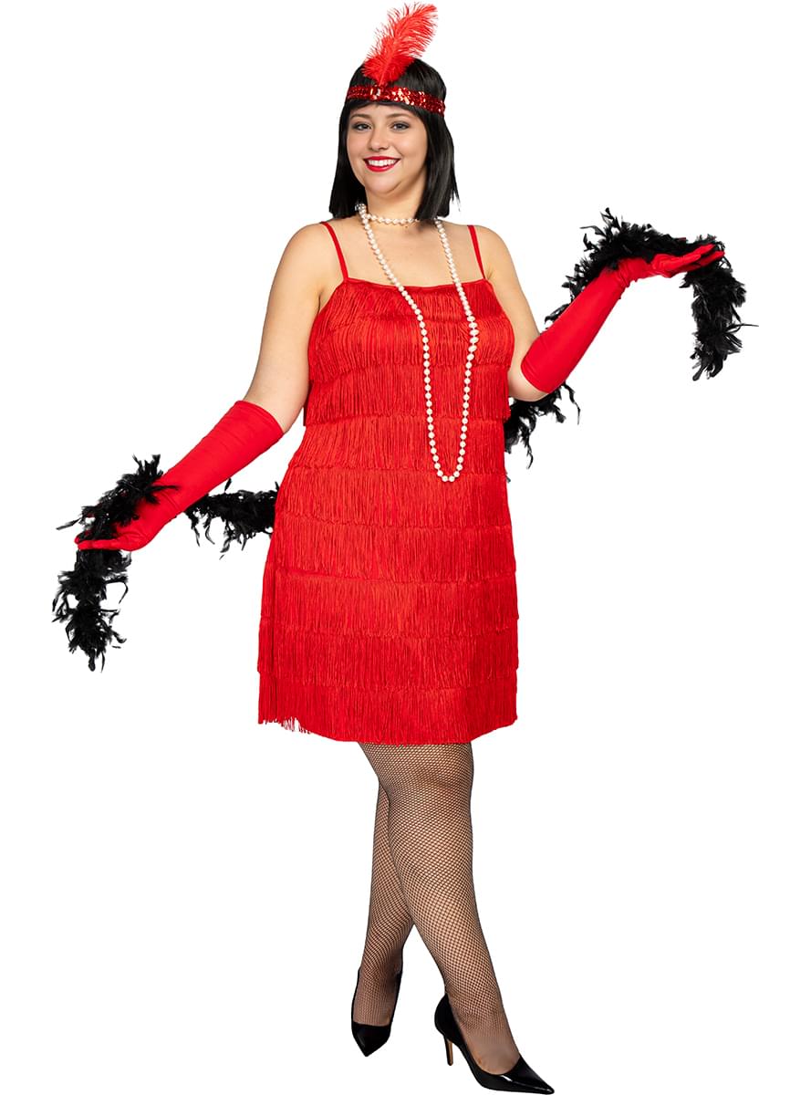 Červený plus size kostým Flapper z 20. let