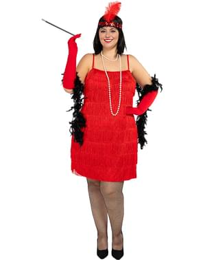 Czerwony Strój Charleston (Flapper) Lata 20. plus size