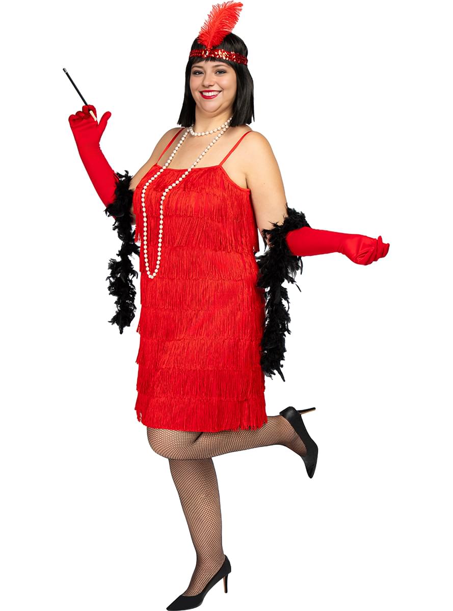 1920s Rood Flapper kostuum grote maat
