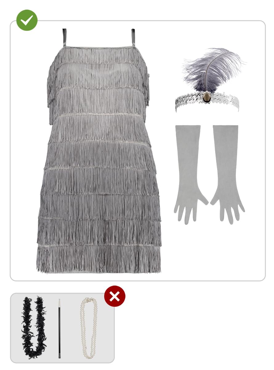 1920erne Sølv Flapper Kostume Plusstørrelse