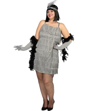 Srebrni Flapper kostim za žene - plus veličnina
