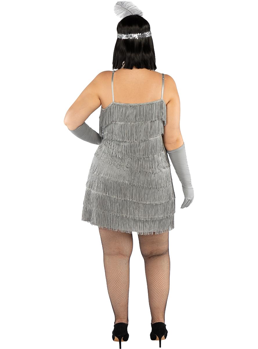 Stříbrný plus size kostým Flapper z 20. let