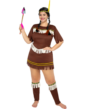 Indianer kostyme til dame plusstørrelse
