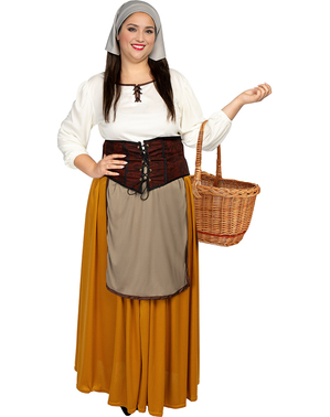Costume da campagnola medievale da donna taglie forti