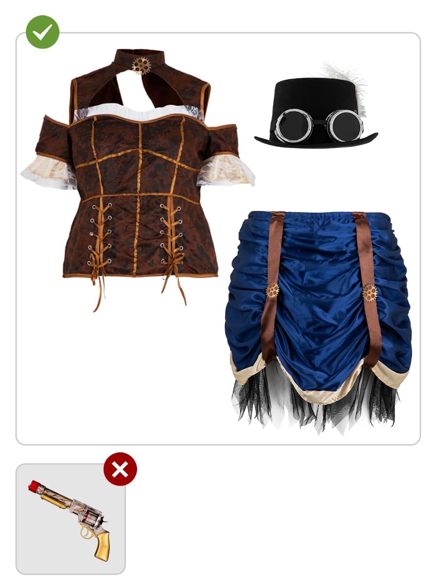 Kort Steampunk Kostyme til kvinner Plus Size