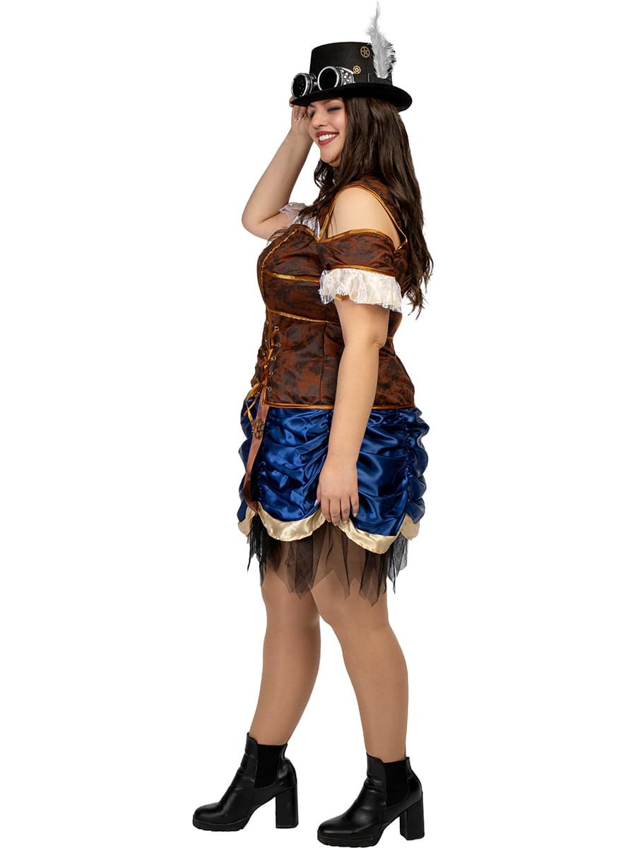 Fato de Steampunk curto para mulher tamanho grande