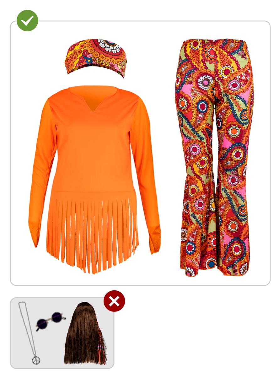 Disfraz de Hippie feliz para mujer talla grande