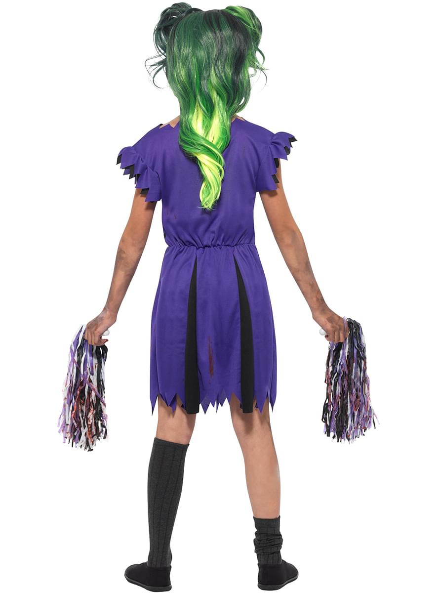 Fato de animadora zombie roxo para menina