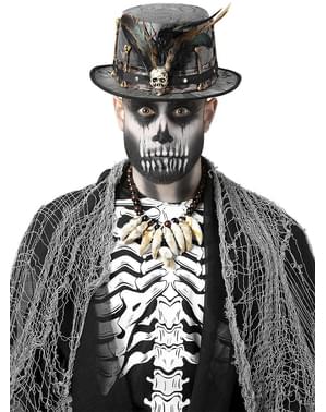 Chapeau haut de forme squelette vaudou homme