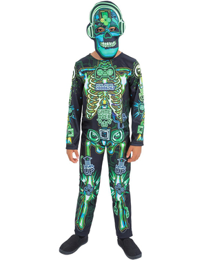 Lys i mørke Techno Skelet Kostume til drenge