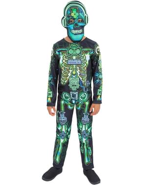 Technological skeleton costume that glows in the dark for kids