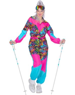 Disfraz de esquí de los años 80 retro para mujer