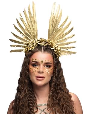 Diadema met gouden veren