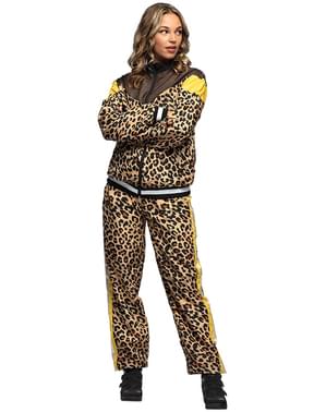Disfraz de chándal de los 80 leopardo para adulto