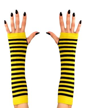 Dámske čierno-žlté pásikavé rukavice