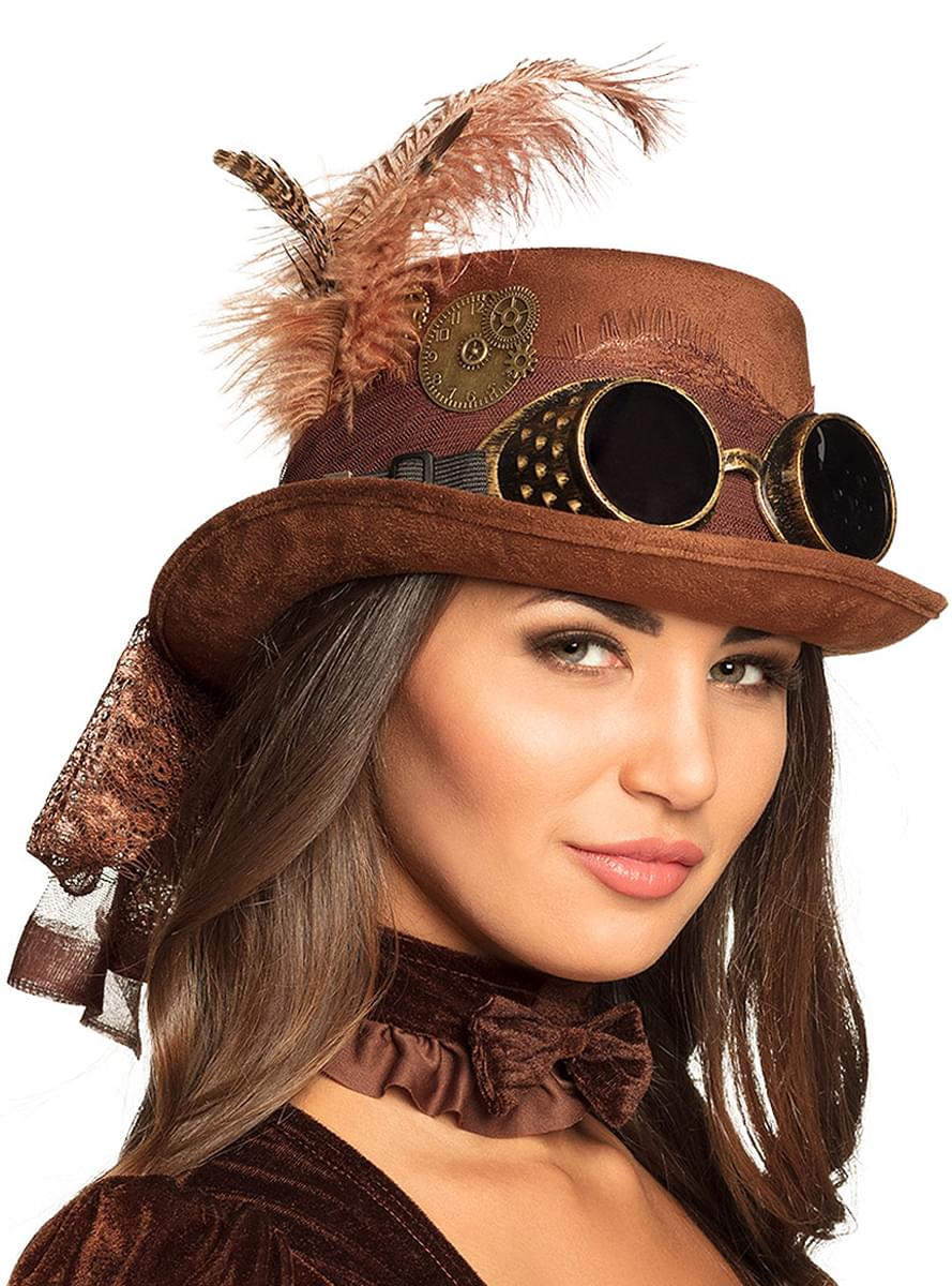 Steampunk šešir s velom za žene