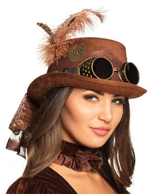 Chapéu de steampunk com véu para mulher