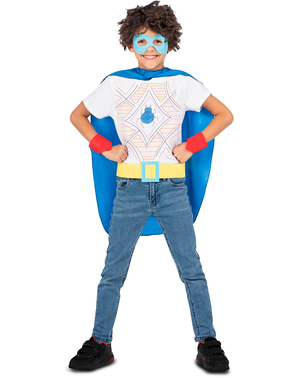 Set superhjälte blå för barn