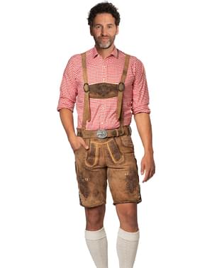 Premium hnedé krátke Lederhosen pre mužov