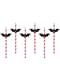 6 pailles rouges chauves-souris - Halloween