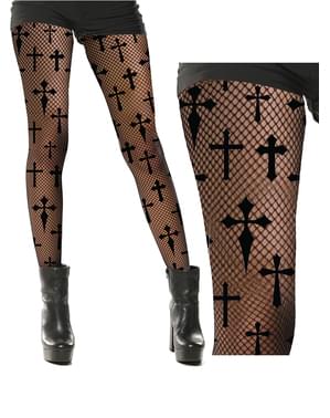 Collants croix en résille  femme