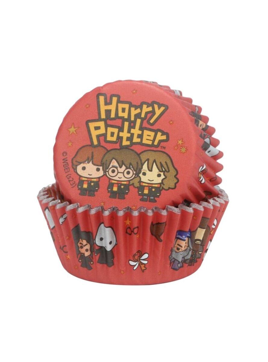 12 cápsulas para cupcake e 12 toppers dos personagems de Harry Potter