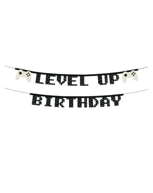 Level up verjaardag slinger - Videogame feestje