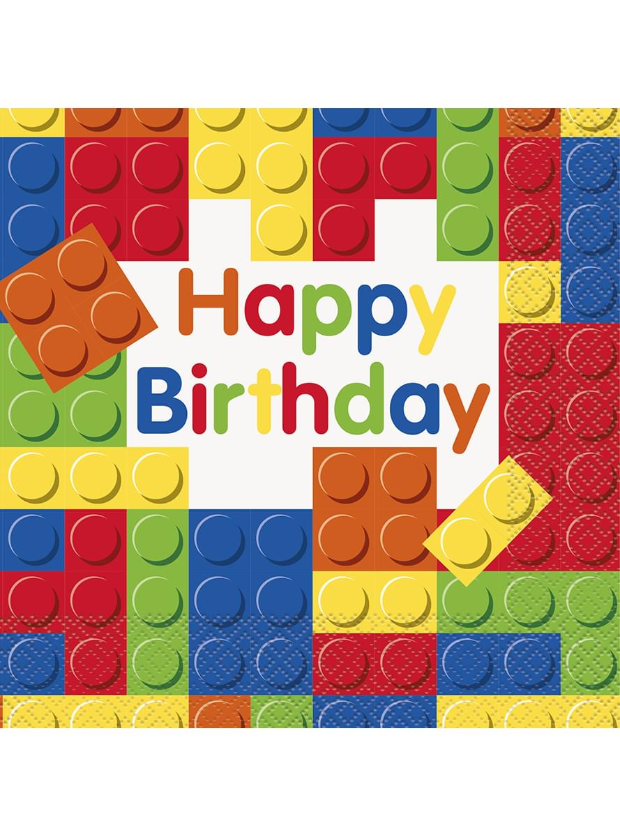 16 serviettes blocs construction (33x33cm) -Building Blocks party