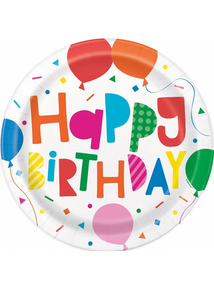 8 platos de globos (23 cm) - Colorful Balloons