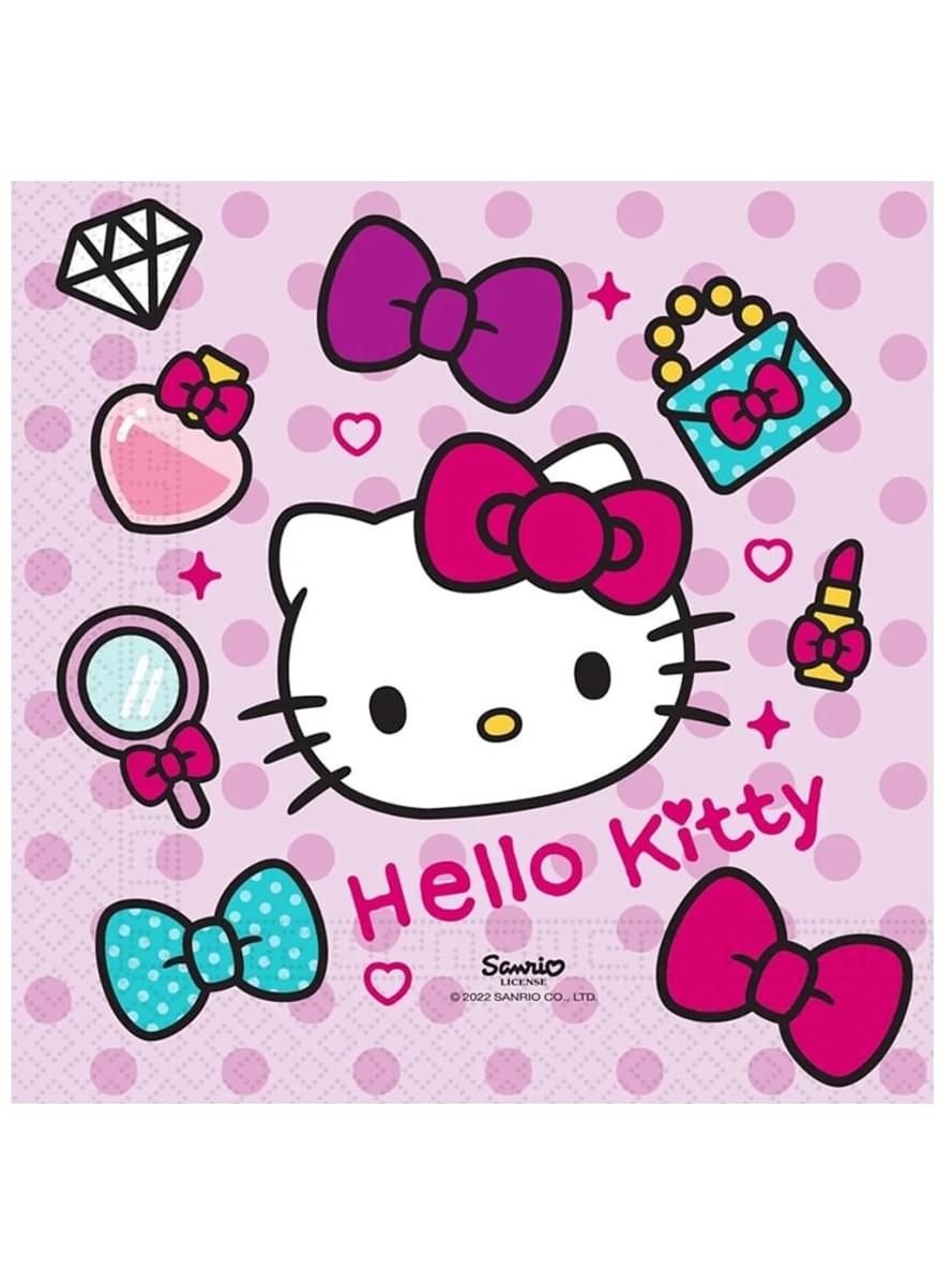 20 papīra salvetes de Hello Kitty (33x33cm) - Hello Kitty Hearts
