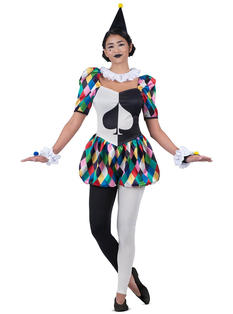 Disfraz de Arlequín colorido para mujer